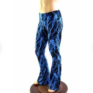 Men's Blue Lightning Boots Spandex Pants